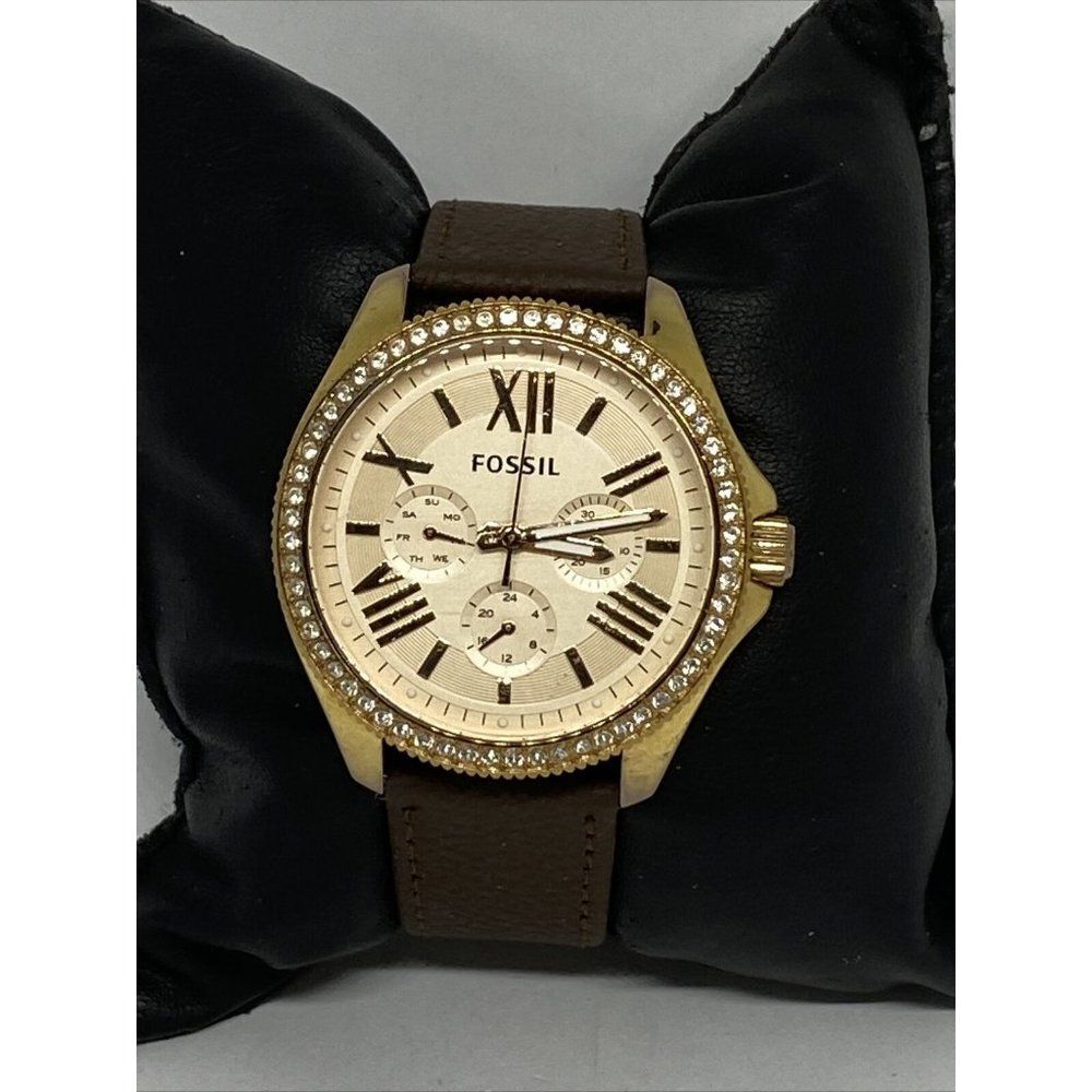 Fossil AM4483 Women's Brown Leather Analog Rose Go
